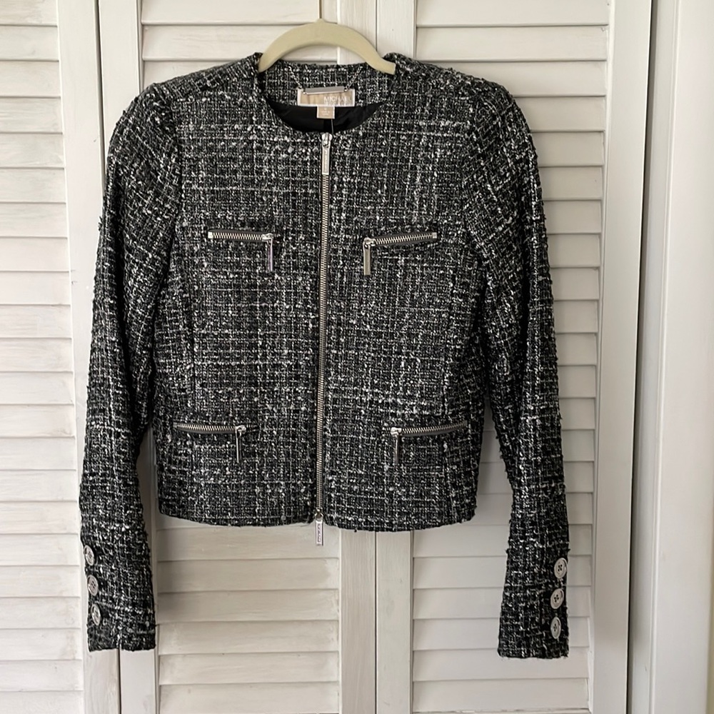 Michael Kors Tweed Gunmetal Jacket Size 0